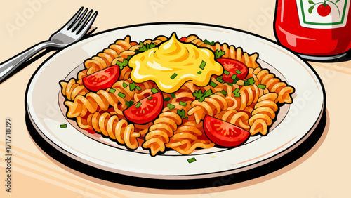 Pasta cuisine, hand-drawn vector illustrations