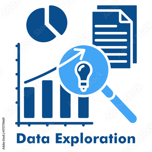 Data Exploration Two Color Glyph Icon Vector Illustration