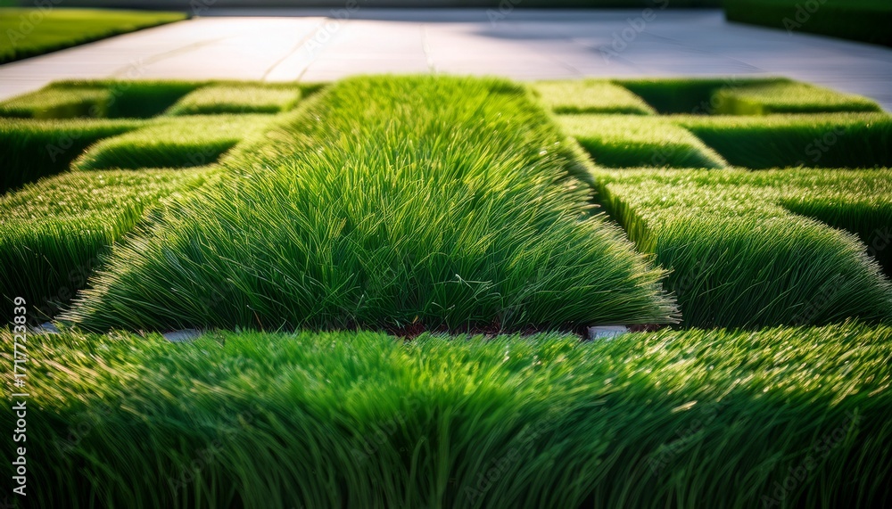 Fototapeta premium Vibrant Green Grass In A Neatly Trimmed Square Formation Perfect For Enhancing Outdoor Spaces And Creating A Fresh Natural Look In Gardens Or Landscaping Projects
