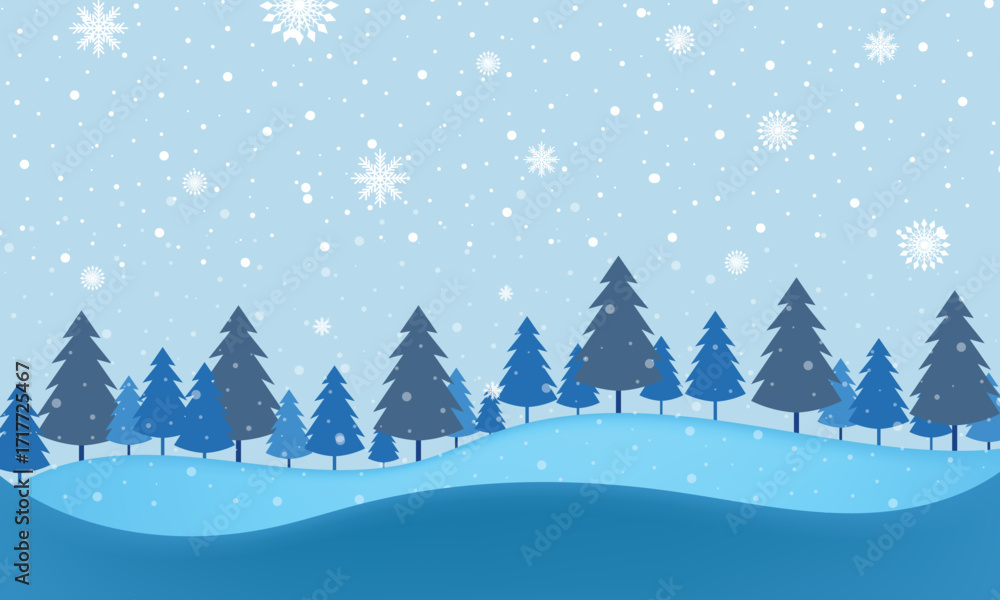 Fototapeta premium Winter snowing landscape background