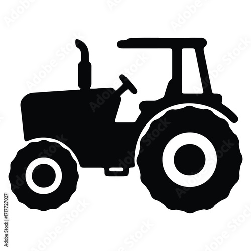 Tractor icon agricultural vehicle farming machinery symbol illustration vector design
