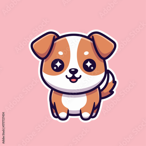 Sweet kawaii dog artwork with blush cheeks and playful personality
