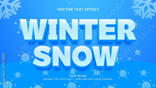 Editable text effect winter snow 3d style premium vector