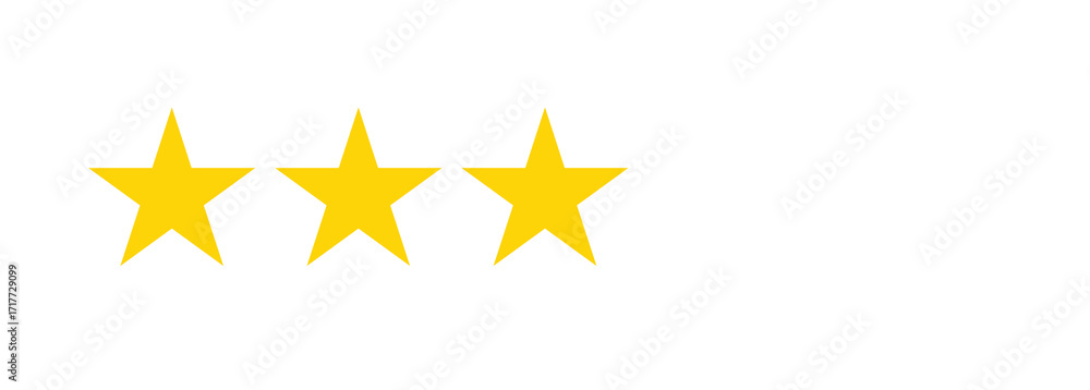 Fototapeta premium Yellow three star rating icon with transparent background