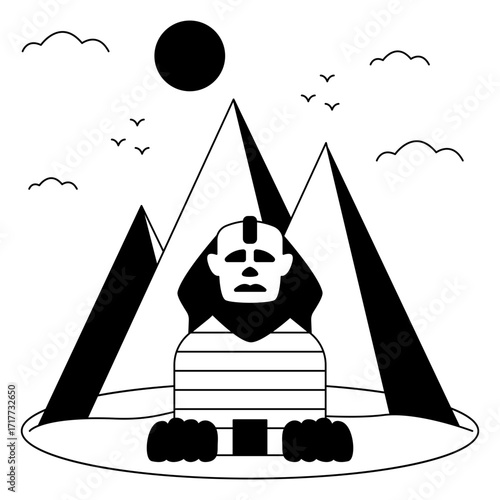 A trendy design icon of the great sphinx