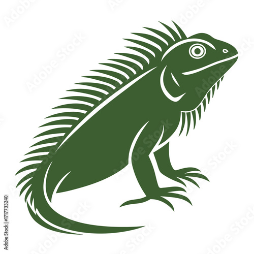 Green Iguana Silhouette Reptile Illustration Majestic Creature Wildlife Artwork Nature Art Digital Design Graphic Fauna Exotic Pet