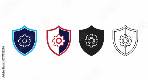 Security settings shield with gear concept vector illustration icon