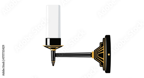 Elegant art deco wall light fixture featuring geometric designs isolated