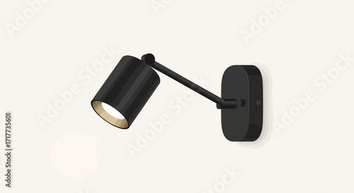 Elegant indoor spot lighting fixture with adjustable arm illuminates interior