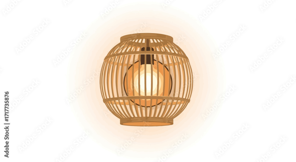 Fototapeta premium Elegant wicker pendant lamp design, radiating warm glow and inviting ambiance