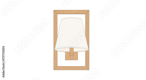 Elegant Wall Sconce with Fabric Shade and Wood Frame Illustration
