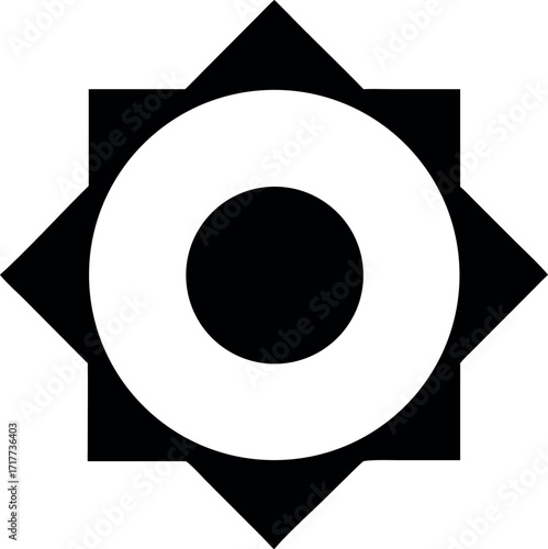 Minimalist mandala with central circle and geometric patterns