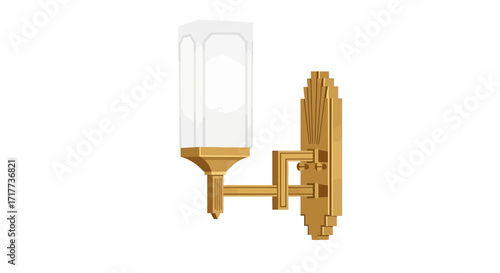 Sophisticated golden wall sconce lighting illustration, residential illumination