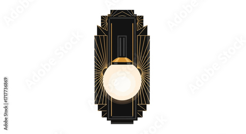 Stylish art deco wall lamp with gold accents and a radiant light glow