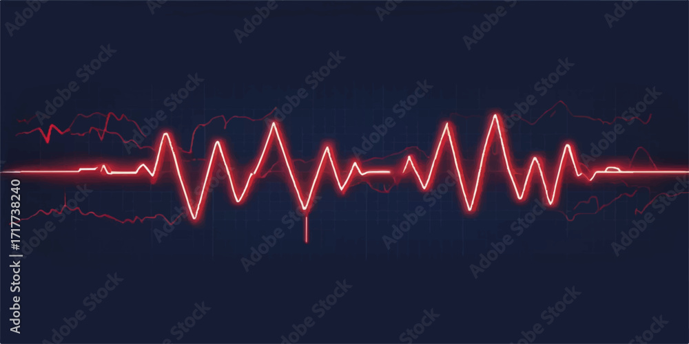 Obraz premium Red heartbeat on a monitor cardiogram line showing the pulse rate for medical health and life