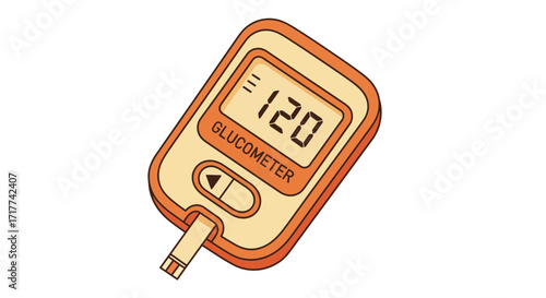 Vector illustration of a portable glucometer for blood sugar testing and diabetes management