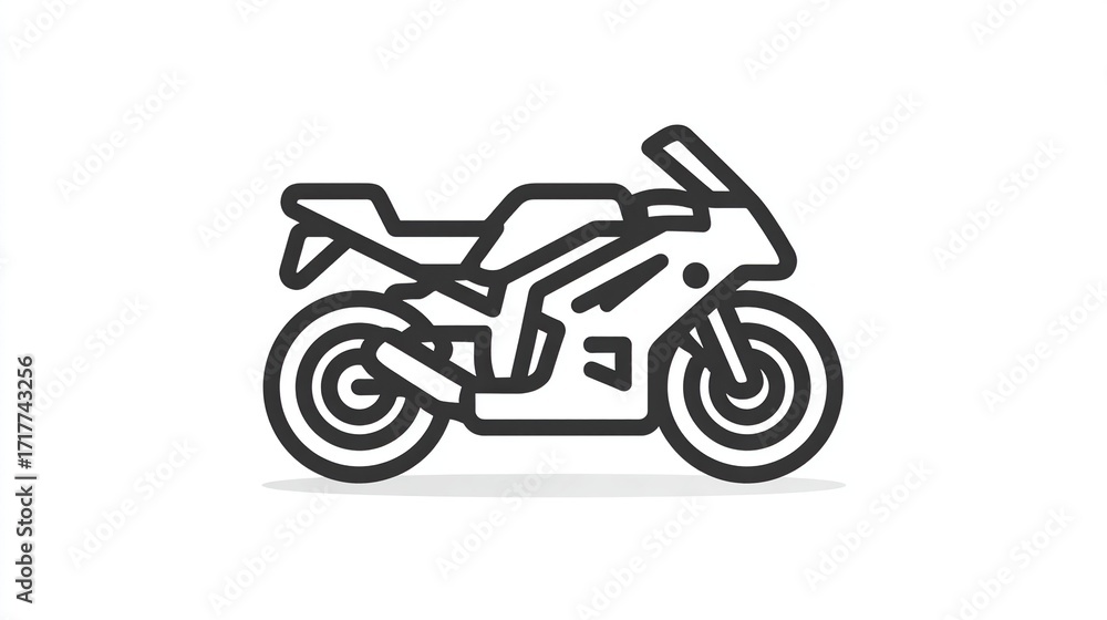 Fototapeta premium Sleek, modern sportbike design; aerodynamic lines, powerful engine suggested by the outline