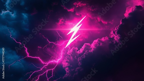 Eye-catching neon lightning clouds in a vivid pink color scheme.