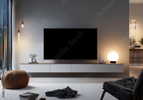Elegant Mockup of a 3D TV Panel in a Dark Space