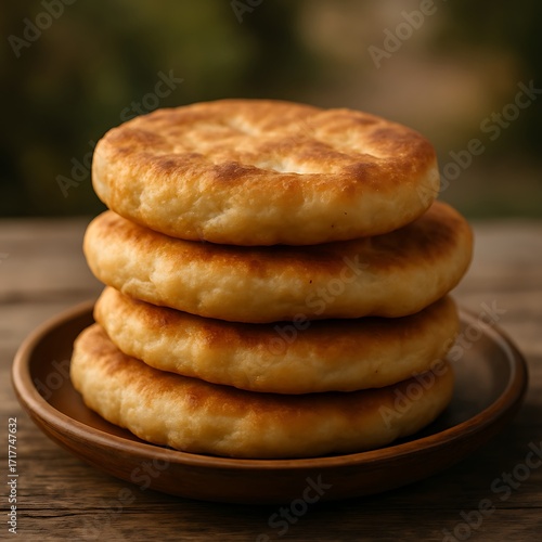 bannock bread canadian traditional rustic dessert stock photo