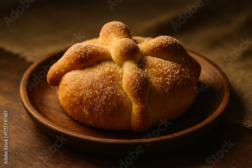 pan de muerto mexican traditional sweet bread stock photo