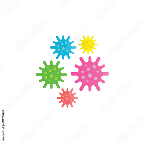 Colorful floral pattern vector illustration with leaves and decorative elements, virus, infection, bacteria, disease, contagious, health, microbiology, epidemic, pandemic, outbreak, flu, illness, sick