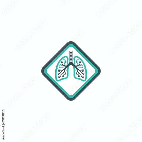 Digital Lungs Healthcare Vector Logo