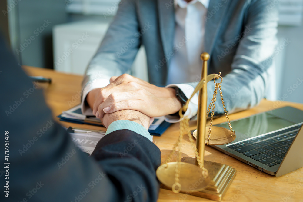 Fototapeta premium Legal advice concept: A lawyer or legal advisor is someone who listens and gives advice to business people.