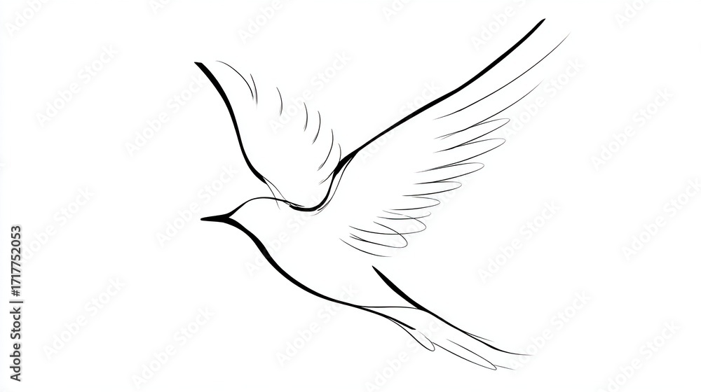 Obraz premium Simple line drawing of a bird in flight