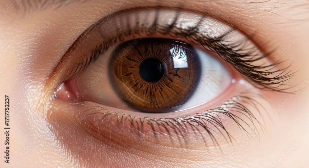 Fototapeta premium Close-up of a human eye with detailed iris and eyelashes