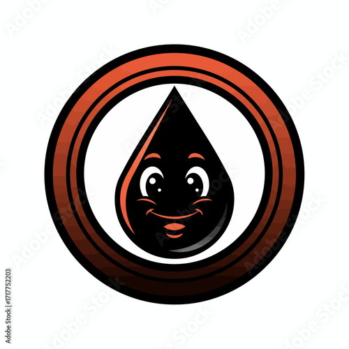 Oil Drop Character Industrial Vector Logo