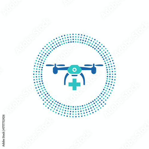 Medical Drone Cross Healthcare Vector Logo