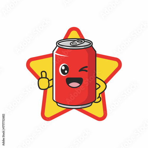 Winking Soda Can Character Vector Logo