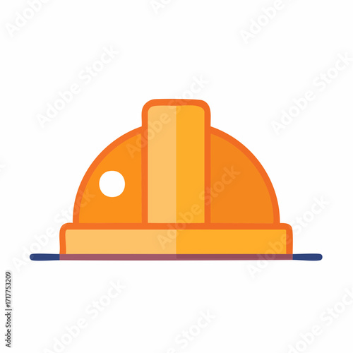 Orange construction helmet, hard hat, flat design, vector illustration