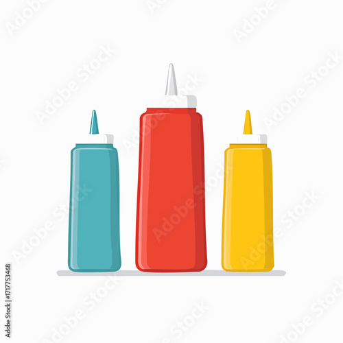 Colorful condiment bottles illustration