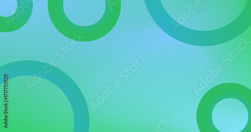 Green Blue Background with Gradient Circles Different shades and thickness Abstract pattern