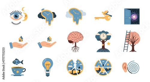 Brain and Mind Concepts Visualized in Colorful Illustrations.