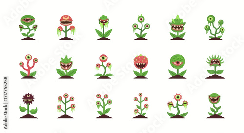 Cartoon Monster Plants Collection.
