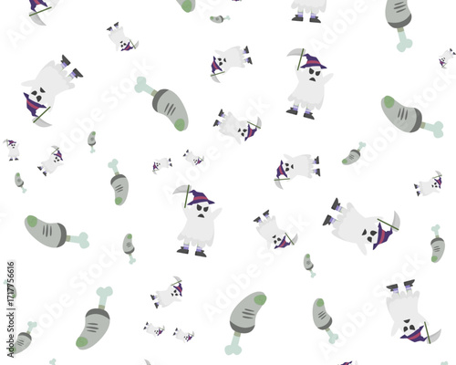 Spooky Halloween Fun A Playful Pattern of Ghosts and Body Parts for Festive Designs