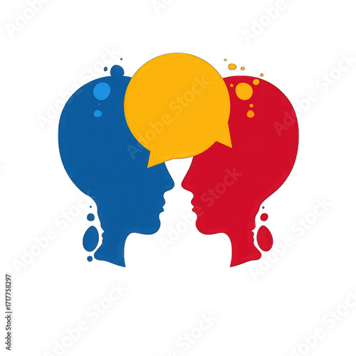 Wallpaper Mural Mind and speech bubble fusion, psychological negotiation icon, minimalist vector design, white background Torontodigital.ca