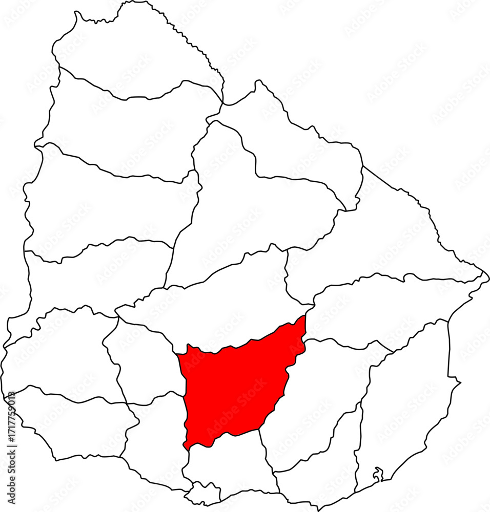 Obraz premium A detailed vector map of Uruguay highlighting the Florida department. Perfect for data visualization, presentations, and educational infographics.