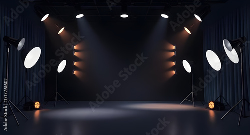 stage spotlight, theater spotlight, spotlight beam, light cone, dramatic lighting, stage performance, live performance, concert stage, show stage, drama stage, acting stage, music performance, event l