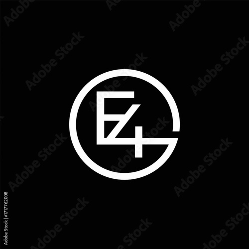 E4 circle logo design vector