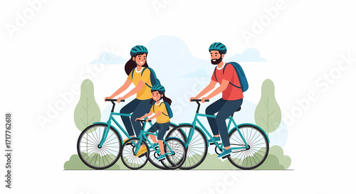 Family Cycling Adventure Enjoying a Bike Ride Together in Nature's Embrace