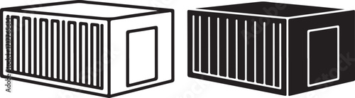 Two Rectangular Containers One Outline One Solid shipping container