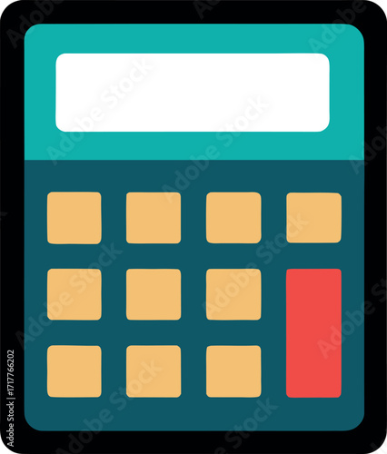 Minimalist Vector Illustration of Calculator Icon for Finance and Education