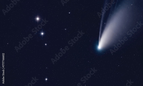 Comet in Starry Night Sky
