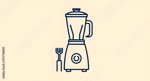 modern blender flat illustration, minimal blender drawing, simple appliance art, flat design blender, vector style blender, clean outline blender, aesthetic kitchen device, minimalist blender jar, gra