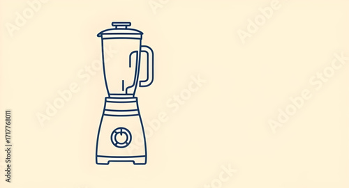 modern blender flat illustration, minimal blender drawing, simple appliance art, flat design blender, vector style blender, clean outline blender, aesthetic kitchen device, minimalist blender jar, gra