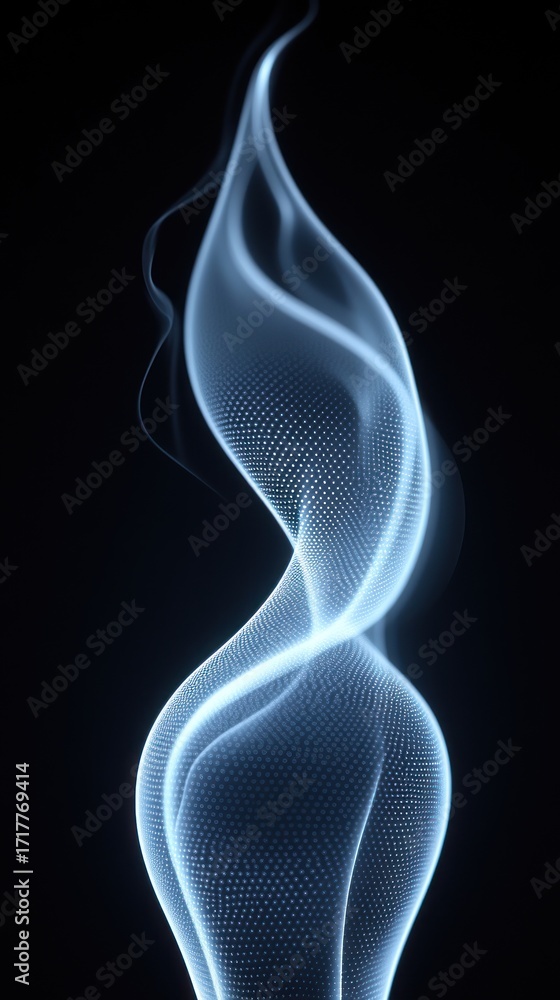 Naklejka premium Soft blue light forms graceful curves, creating an ethereal display against darkness